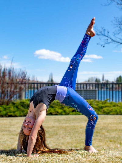 girls blue printed activewear leggings